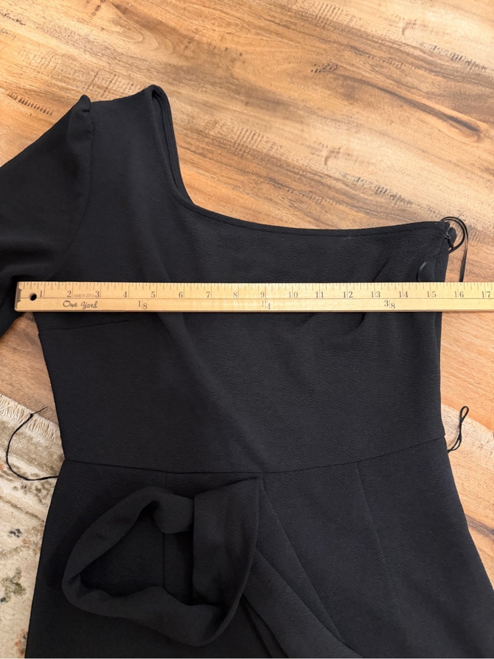 One-Shoulder Black Wide-Leg Jumpsuit with Sash - Picture 4 of 6